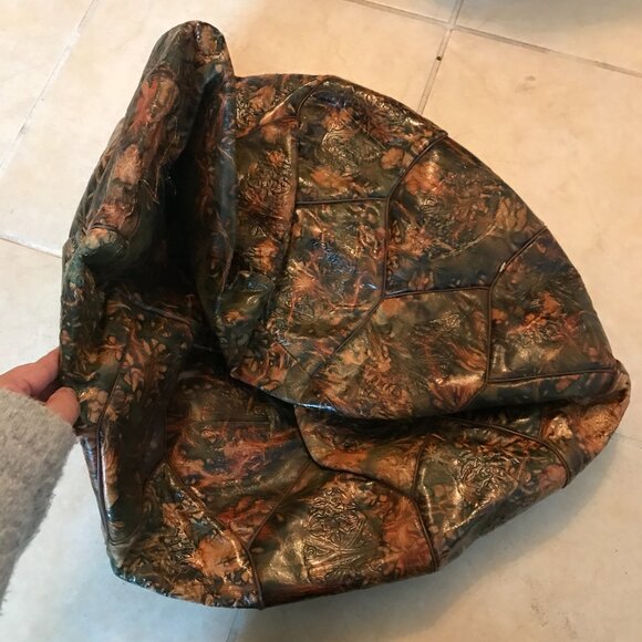 Egyptian Moroccan Handcrafted Artisinal Leather Ottoman Pouf Footstool ( Empty ) - Picture 6 of 8